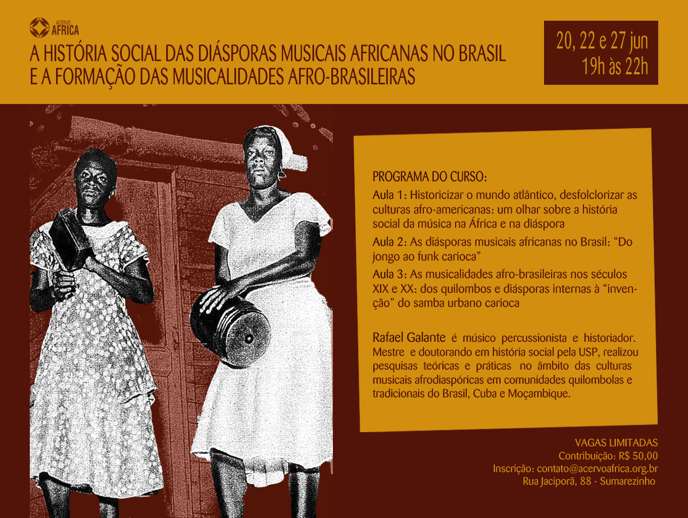 Curso: A história social das diásporas musicais africanas no Brasil e a formação das musicalidades afro-brasileiras
